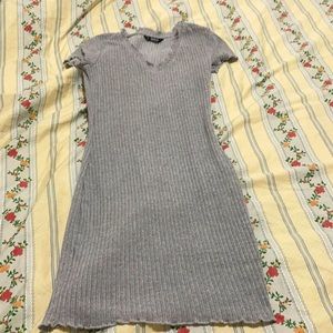 Gray Shein Lettuce cut dress V neck